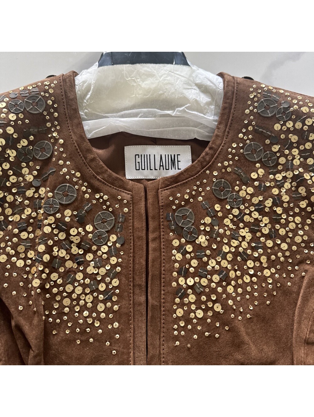 New With Tags - Ladies Leather Suede Bomber Jacket, Large, Guillaume - Picture 2 of 9